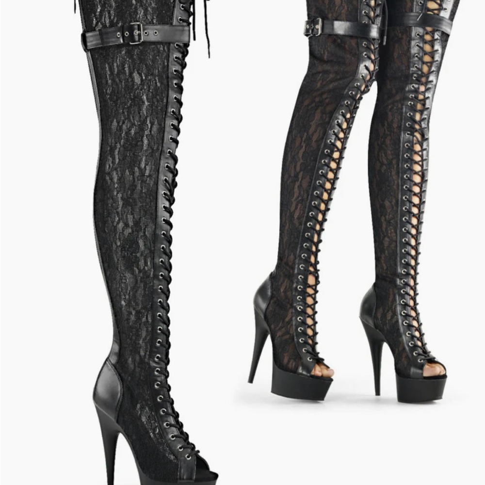 Pleaser tall lace boot